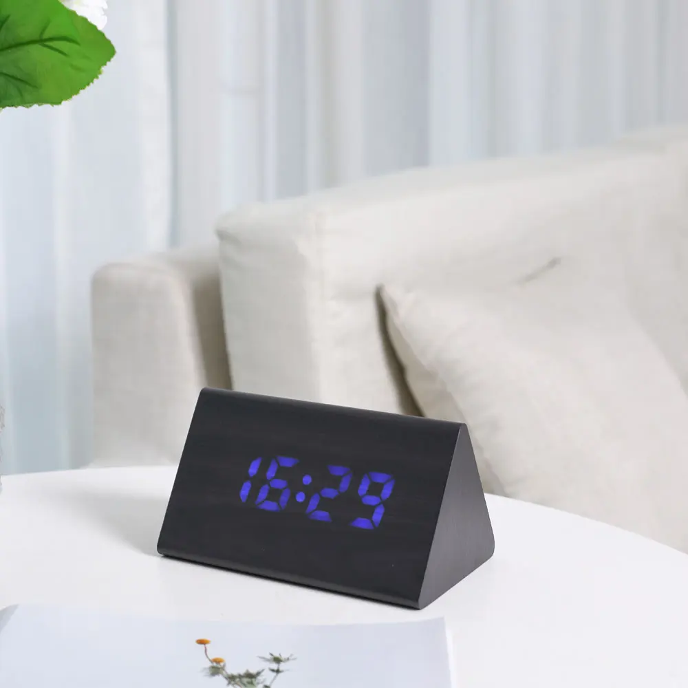 Деревянный Будильник с зарядной головкой светодиодные цифровые часы функцией