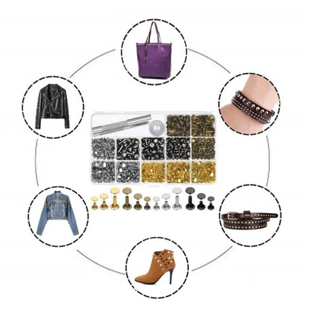 480 комплектов кожаных заклепок двойная крышка искусственный инструмент комплект