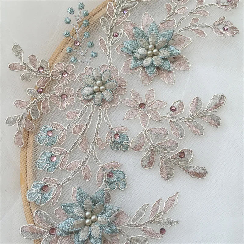 1Pair/2pcs Contrast Color New Metal Wire Cord Lace Pair Flower Patch DIY Wedding Dress Children's Clothing Dance BD0798 | Дом и сад