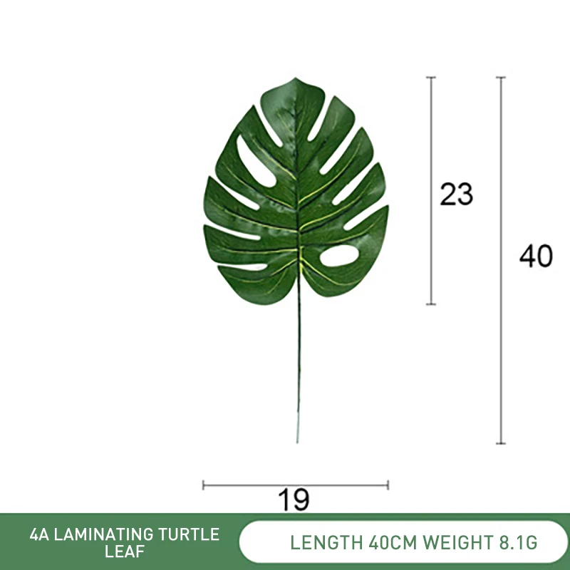 green Leaf 23cm Пластиковые искусственные листья GreenTropical Пальмовые Листья моделирование лист для вечерние для дома садовые украшения DIY - Цвет: green Leaf 23cm