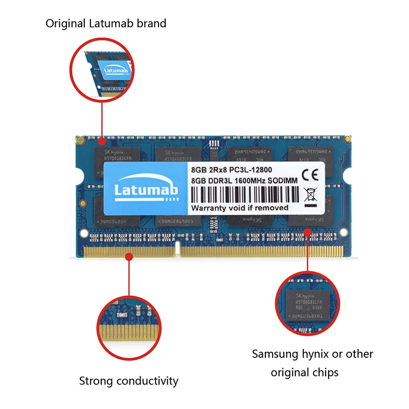 Latumab Оперативная память DDR3L 4 ГБ 8 памяти ноутбука 1600 МГц ПК PC3L 12800 1 35 V So Dimm Тетрадь