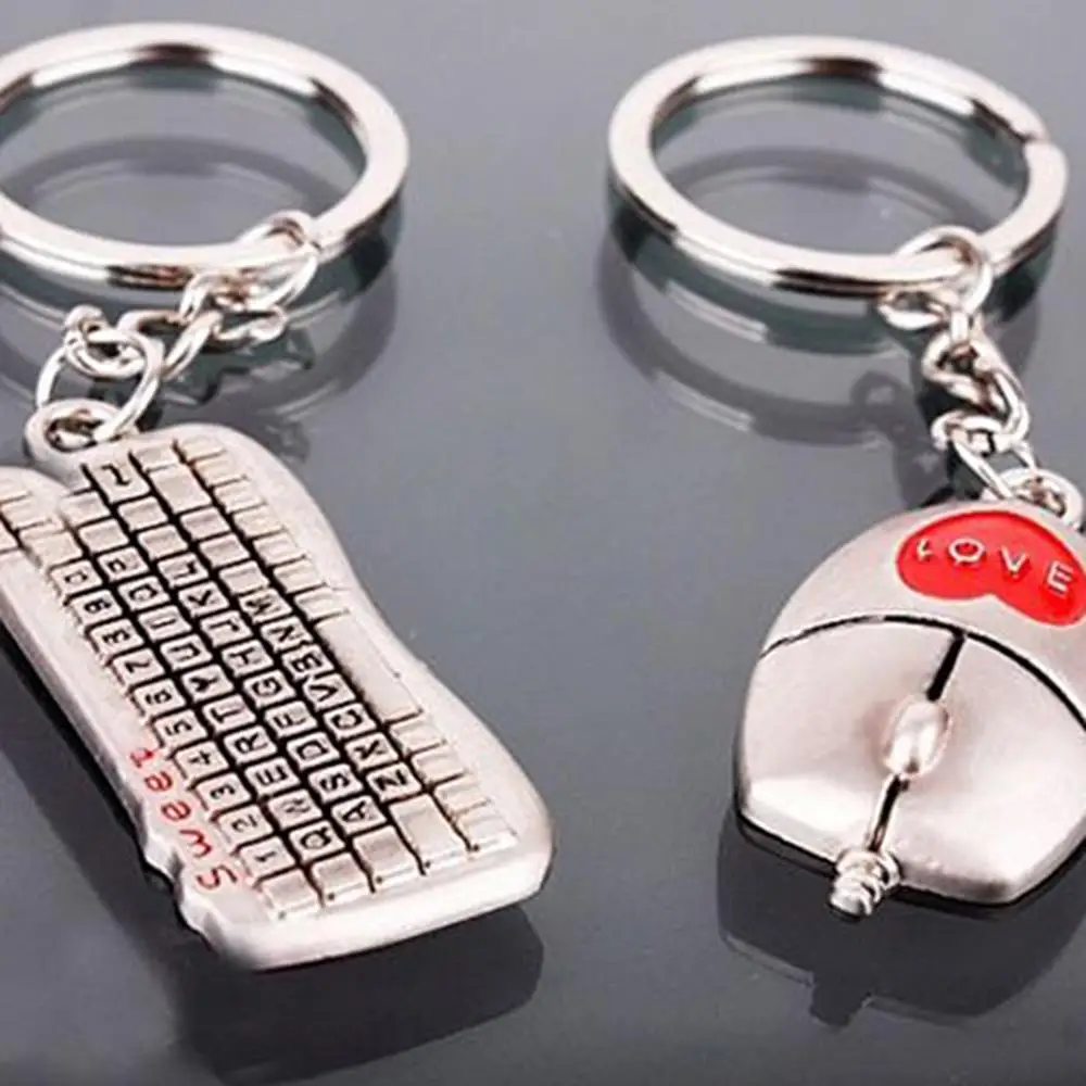 

1 пара модных подарочных брелоков для влюбленных на День святого Валентина, клавиатура для мыши, пара брелоков