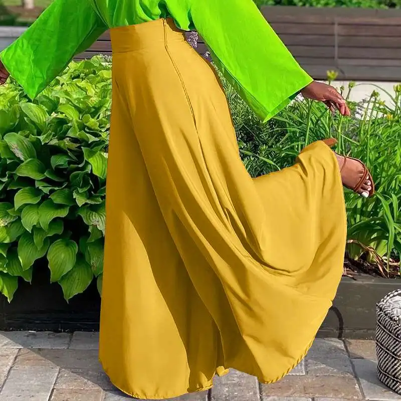 

Брюки VONDA женские с завышенной талией, Свободные повседневные длинные штаны с широкими штанинами, однотонная уличная одежда, на лето