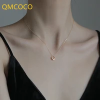 qmcoco silver color classic necklace simple round necklace fashion oval shape woman birthday party jewelry accessories