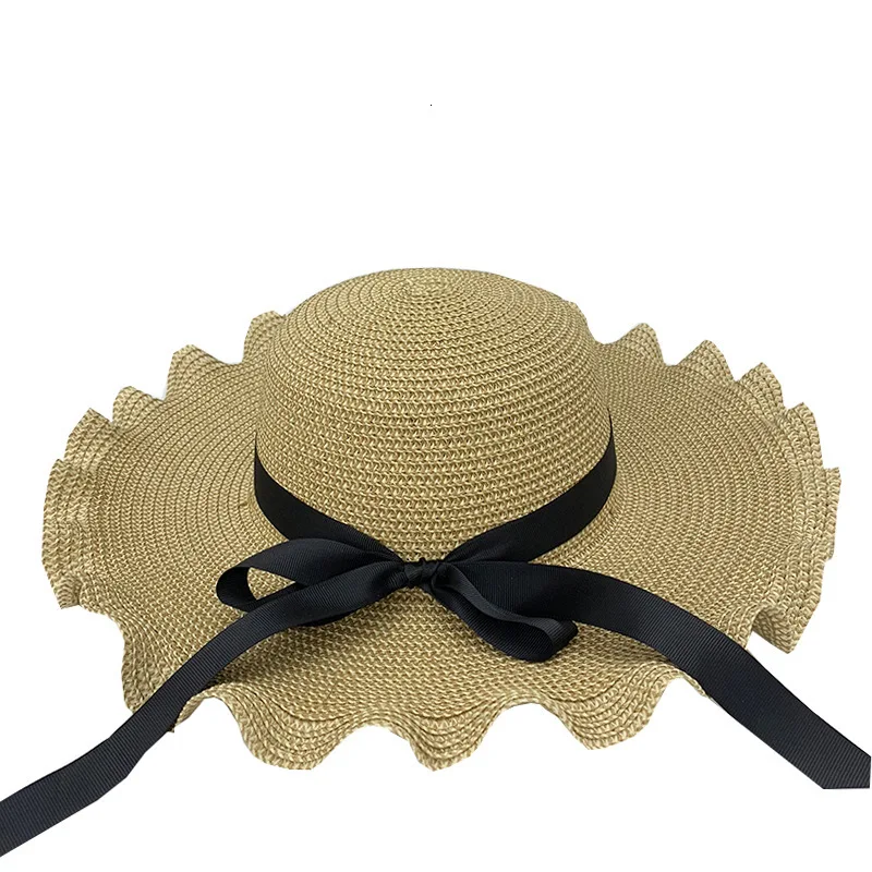 Шляпа от солнца Женская соломенная с волнистыми краями дешевая шляпа |