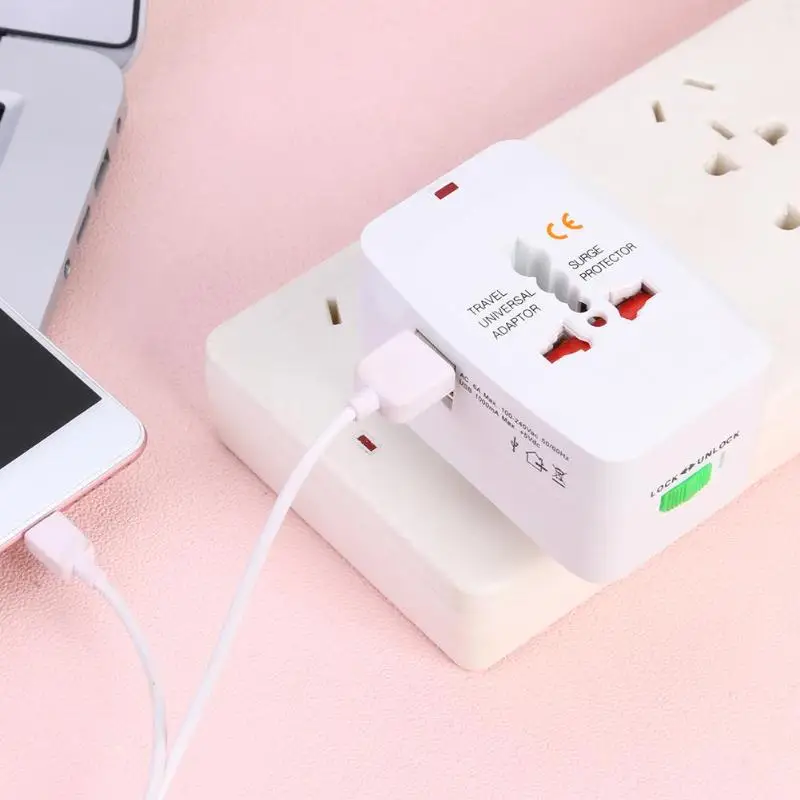 Универсальный переходник с двумя usb-разъемами, многофункциональная дорожная розетка, адаптер с защитой, защитная перегородка, индикатор питания, лампа