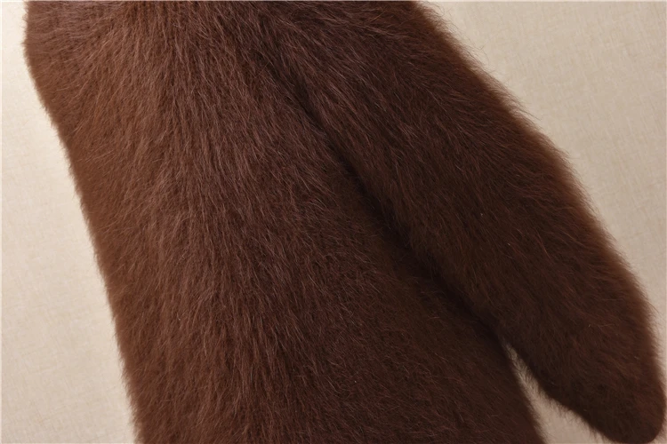 Пуловер женский трикотажный из ангорской шерсти с длинным рукавом теплый