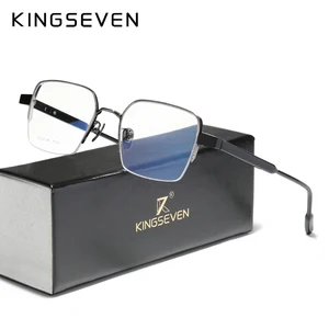 Мужские очки для коррекции зрения KINGSEVEN, черно-золотистые очки для коррекции зрения в полуоправе из чистого титана и ацетата, в металлической оправе, 2020
