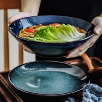 japanese style noodle bowl kiln changed household ramen bowl underglaze colored tableware salad bowl soup bowl large bowl