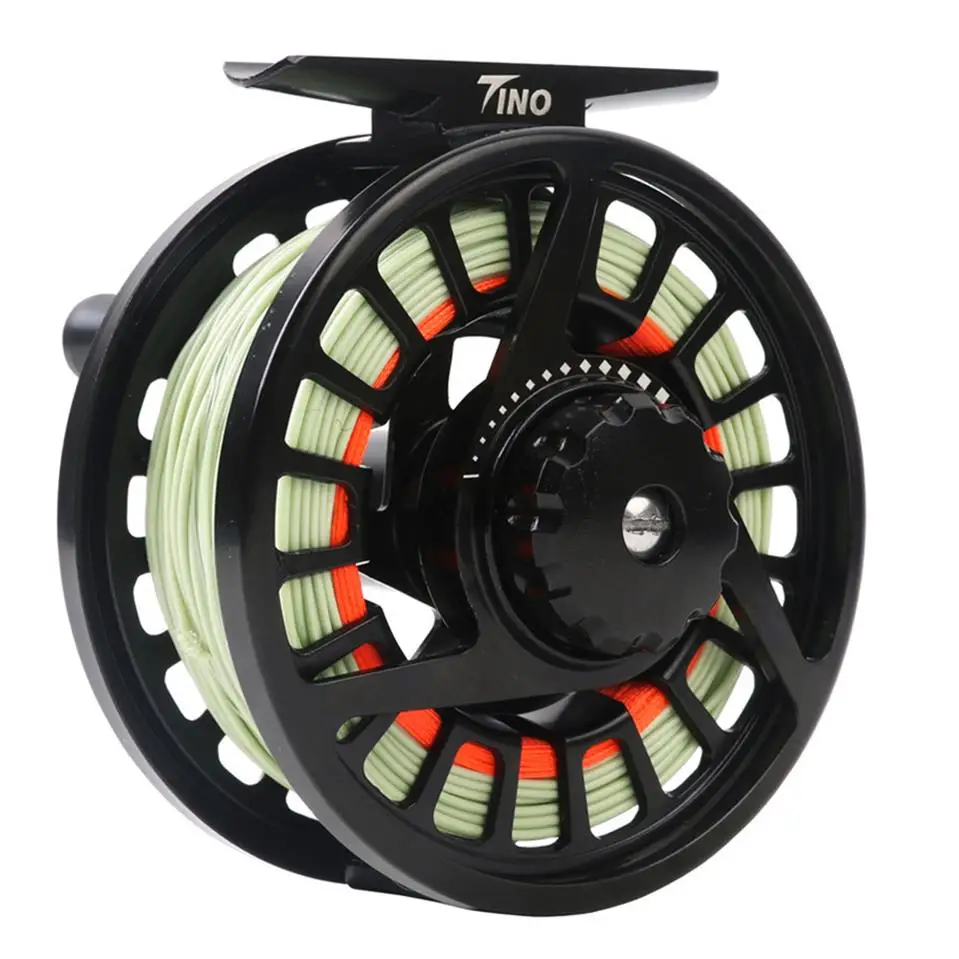 Reel and Lines Maxcatch литая алюминиевая катушка для ловли нахлыстом, предварительно загруженная с леской, подложка, лидер 5-8wt - Цвет: Reel and Lines