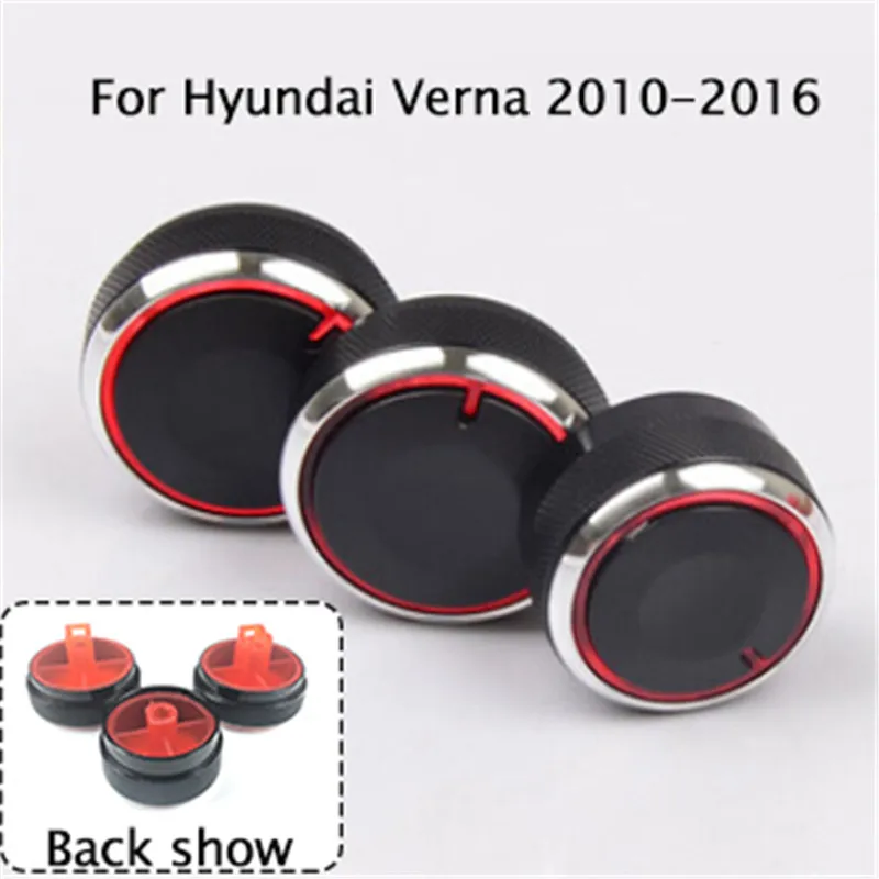 

3 шт./компл. ручка переключателя кондиционера для автомобиля, Ручка переменного тока, 3 шт./компл., автомобильные аксессуары для Hyundai Verna