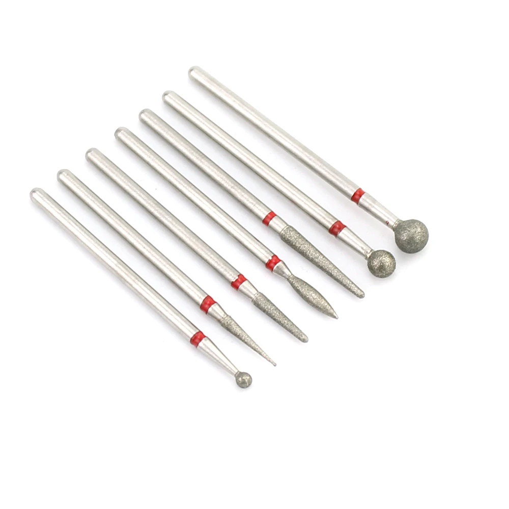 7 шт./компл. набор сверл с бриллиантовой крошкой фрезы для ногтей сверло ротерные пилки Электрический Маникюрный станок аксессуары для удаления кутикул заусенцев инструменты для ногтей