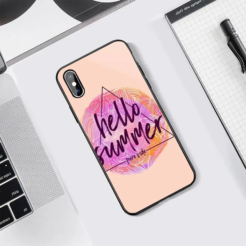 

Hello Cool Summer Beach Sea Phone Case Tempered glass For iphone 5C 6 6S 7 8 plus X XS XR 11 PRO MAX