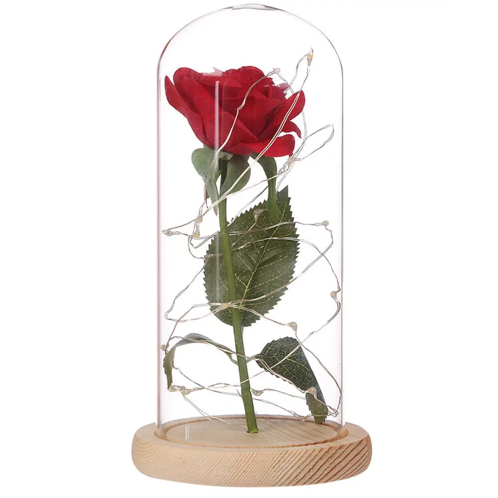 Red rose white base Зачарованный Forever розовый цветок в стекле светодиодный свет Свадебная вечеринка домашний Рождественский Декор - Цвет: Red rose white base