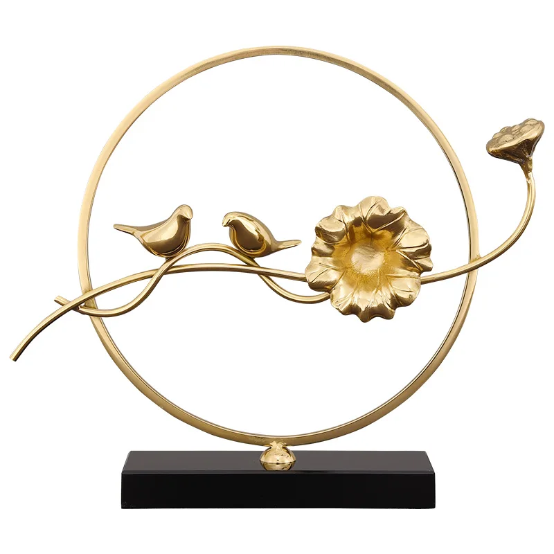 Фигурка листьев и птиц GINKGO декоративная статуя животных креативные латунные