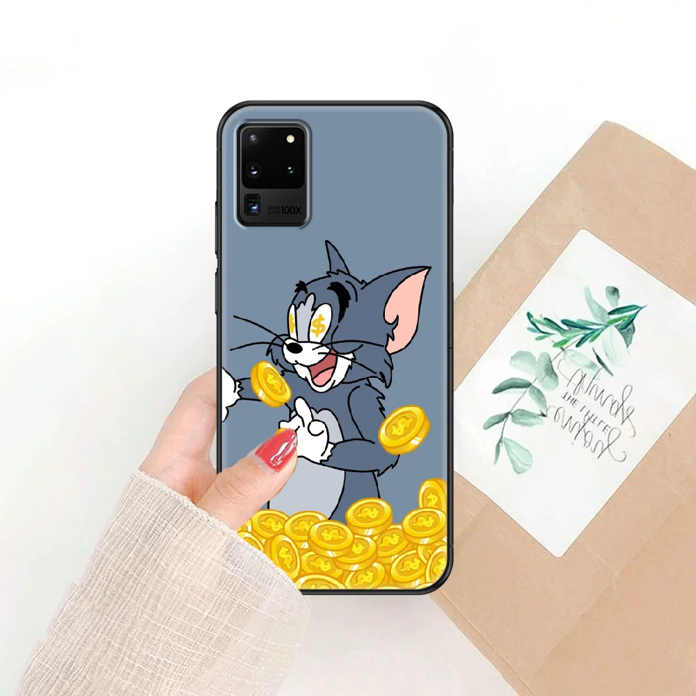 

Cartoon Cat Cute Mouse Phone case For Samsung Galaxy Note 4 8 9 10 20 S8 S9 S10 S10E S20 Plus UITRA Ultra black 3D Etui art back
