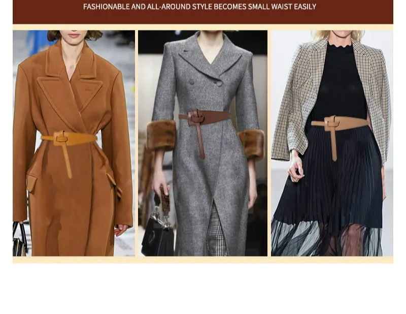 Новый дизайн пояса с узлом для женщин из мягкой искусственной кожи завязанный