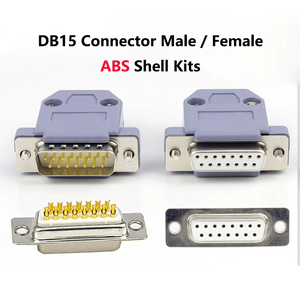 DB15 коннекторы для сварки штепсельная вилка/гнездо ABS Shell Kit 2 ряда 15 Pin разъем