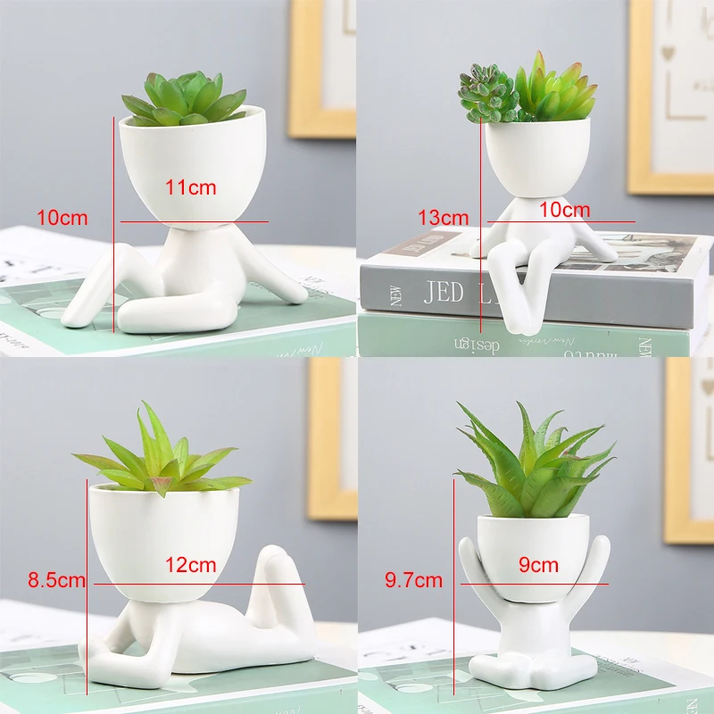 

Nordic ceramic black small vase flower pot creative small figure human figure art flower pot modern home desktop decoration vase