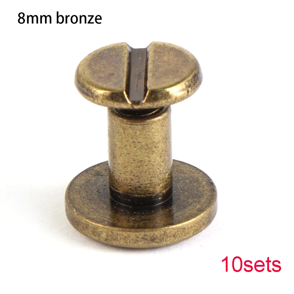 bronze 8mm 10 комплектов полезный 10 мм Твердый винт гвоздь заклепки двойная плоская головка ремень/ремень заклепки багаж кожа металл ремесло высокое качество - Цвет: bronze 8mm