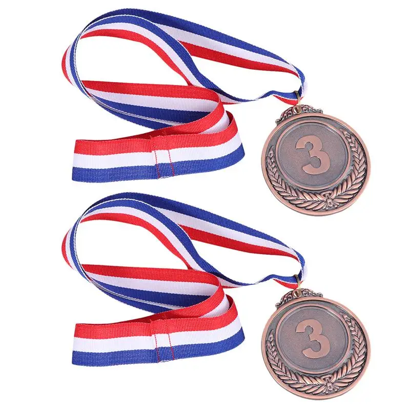 3/2pcs Metal Award Medals with Neck Ribbon Wheats Winner Medal for Sports Games Competition (Golden Silver Bronze) | Дом и сад