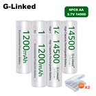 6 шт., литий-ионные светодиодный торные батарейки 14500 в, 3,7 мАч