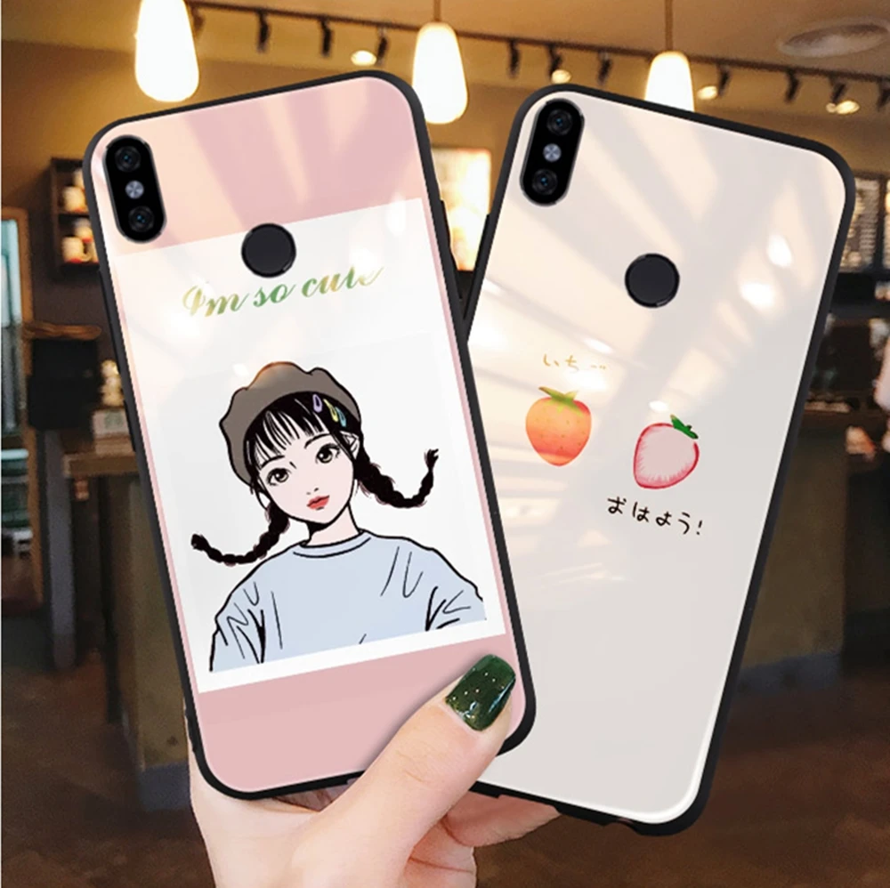 Design Case For Xiaomi Redmi 4X 6A 7 7A 8 5 6 Pro Plus Note 8t K20 K30 Tempered Glass Flower Pattern Phone Silicone Cover |