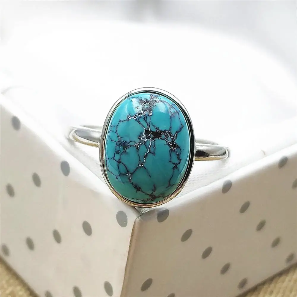 Женское регулируемое кольцо цвет естественный бирюзово-зеленый из серебра 925