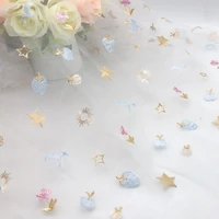 summer new mesh fruit star embroidery fashion tulle lace fabric diy womens skirt childrens dress fabric 1meter135cm