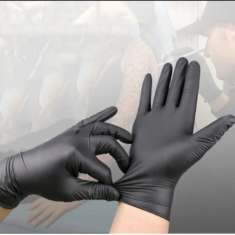 

Universal Disposable nitrile gloves black gloves household food grade oil resistant acid alkali resistant non slip 30/50/100pcs