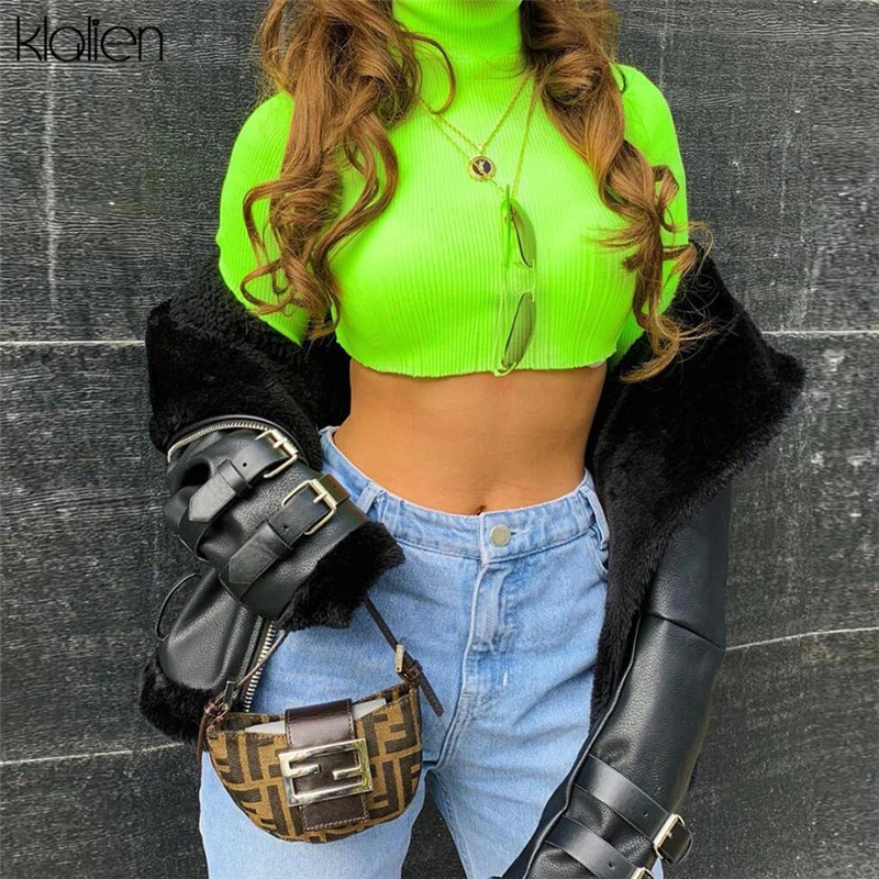 Klanien сексуальный базовый свитер для женщин с длинным рукавом водолазка