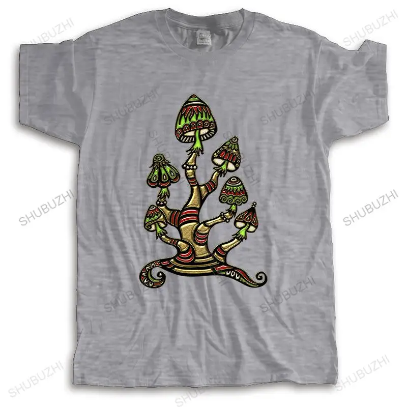 Модная хлопковая брендовая футболка Мужская свободная с принтом гриба коротким