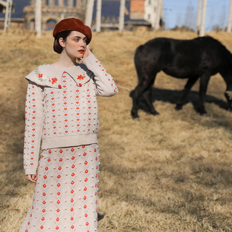 Оригинальный дизайн AIGYPTOS осенне-зимний женский милый винтажный вязаный пуловер