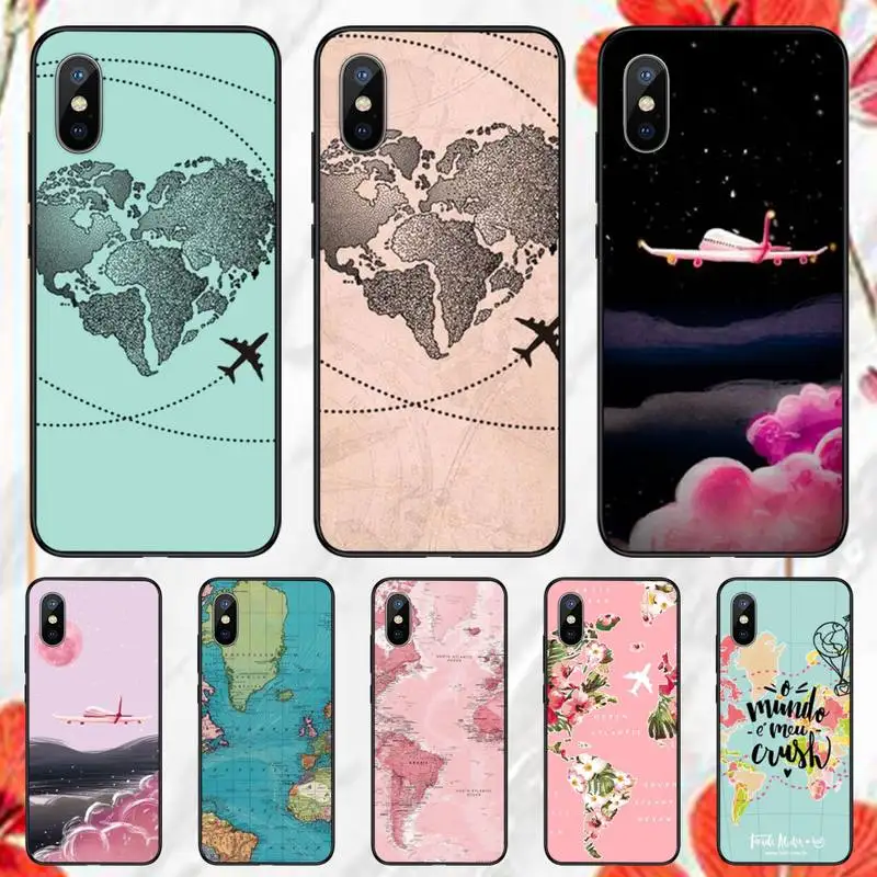 

Travel Map Ailplane Road sign Phone Case for iPhone 11 12 13 pro XS MAX 8 7 6 6S Plus X 5S SE 2020 XR mini