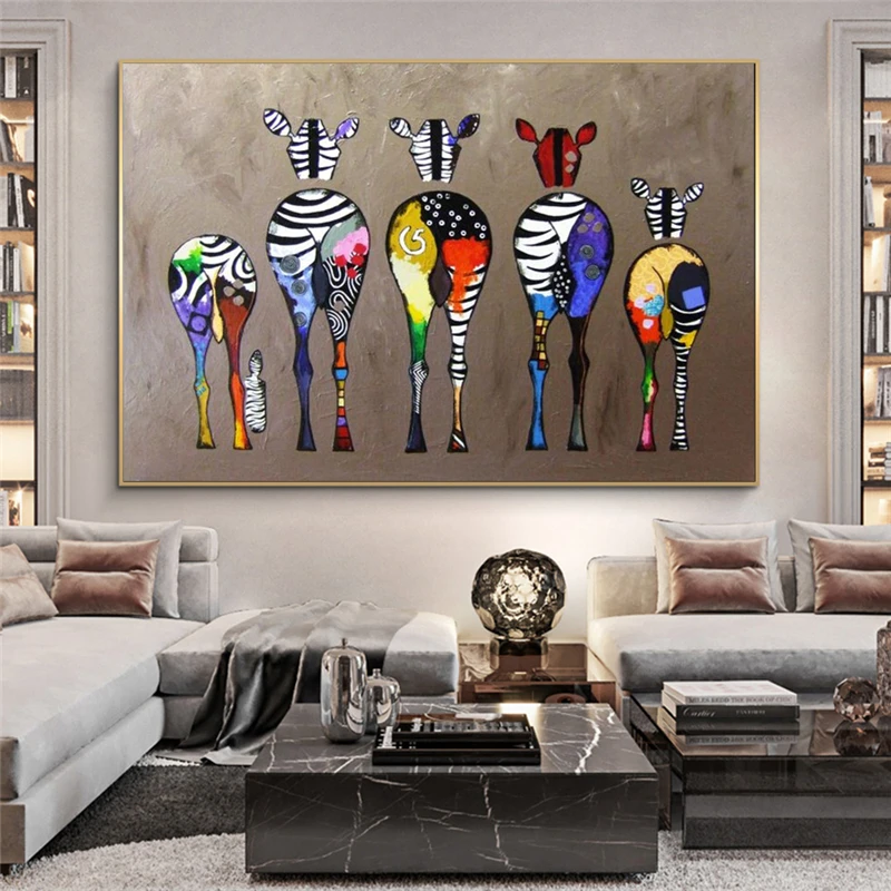 

Abstract Zebra Canvas Art Paintings On The Wall Colorful Animals Art Prints African Animals Art Pictures For Living Room Wall