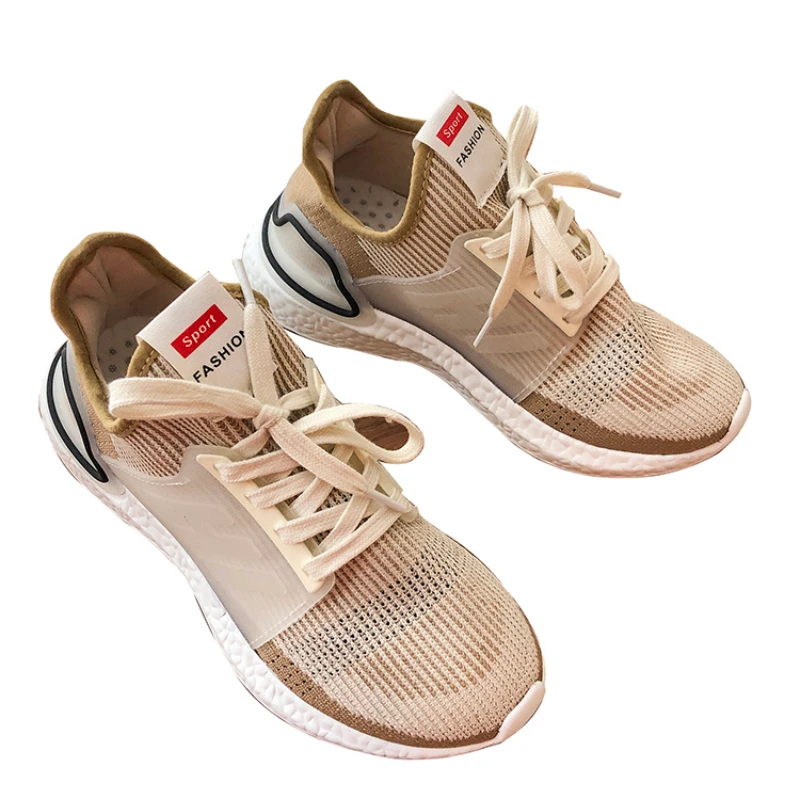 Женская спортивная обувь Новинка лета 2019 тканая на толстой подошве дышащая