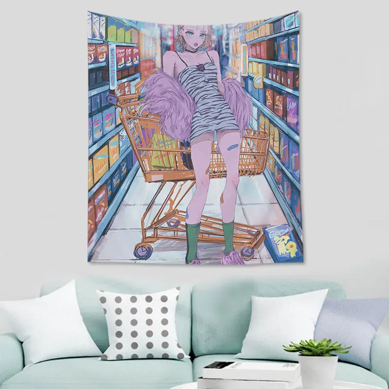 

Kawaii Wall Hanging Tapestry Cute Anime Aesthetic Room Decor Decoration Mural Tapiz Gobelin Home Decoration Accessories Makrama