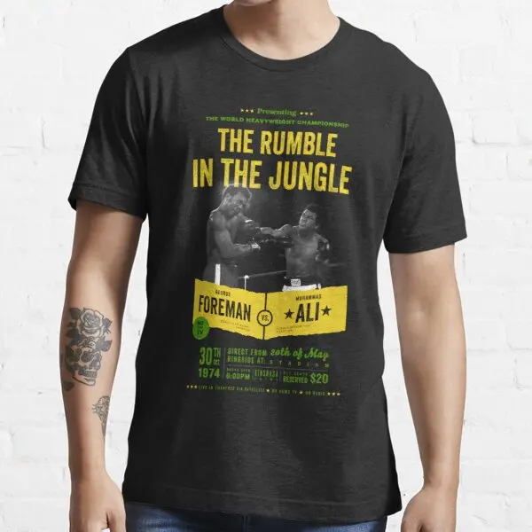 

Ali vs Foreman Rumble in the Jungle Men's T-shirt Top Quality cotton print short sleeve men T shirt casual Theory mens Tshirt