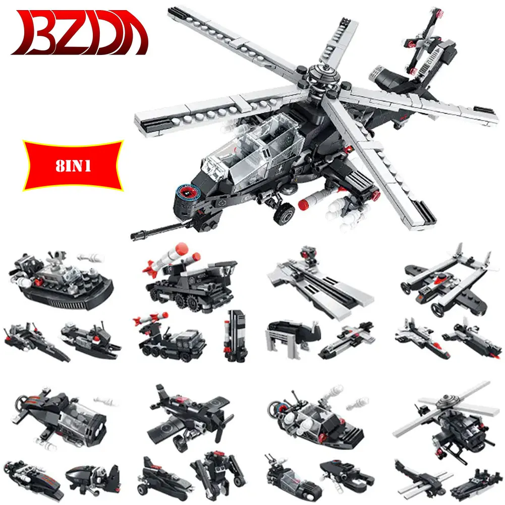 Модель военного батарейного блока BZDA военный боевой корабль 8 в 1 детская игрушка