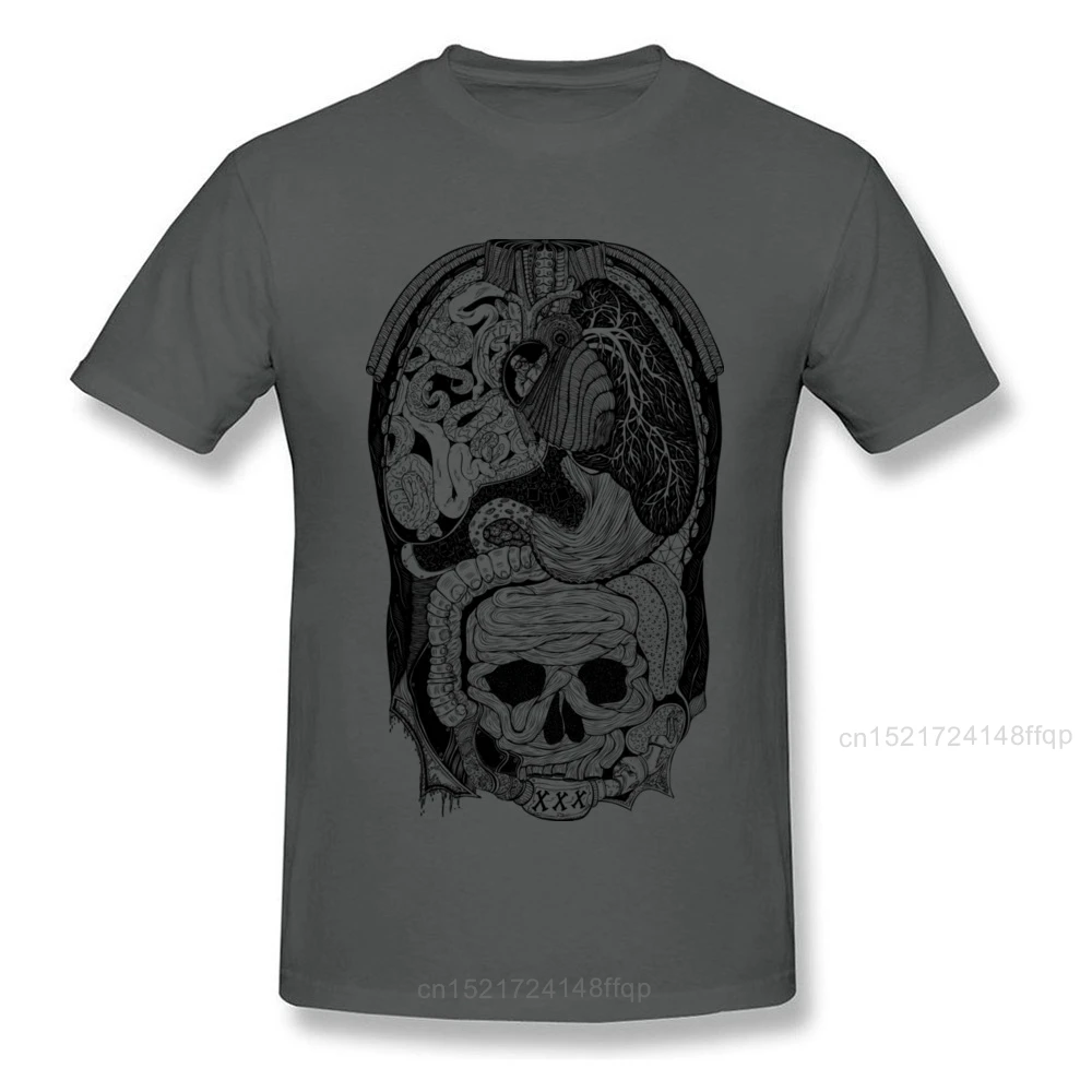 Полная Анатомия 2018 Мужская футболка с принтом черепа черная белая классическая