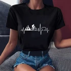 Женские футболки с графическим принтом, черные футболки с изображением сердцебиения и горного велосипеда