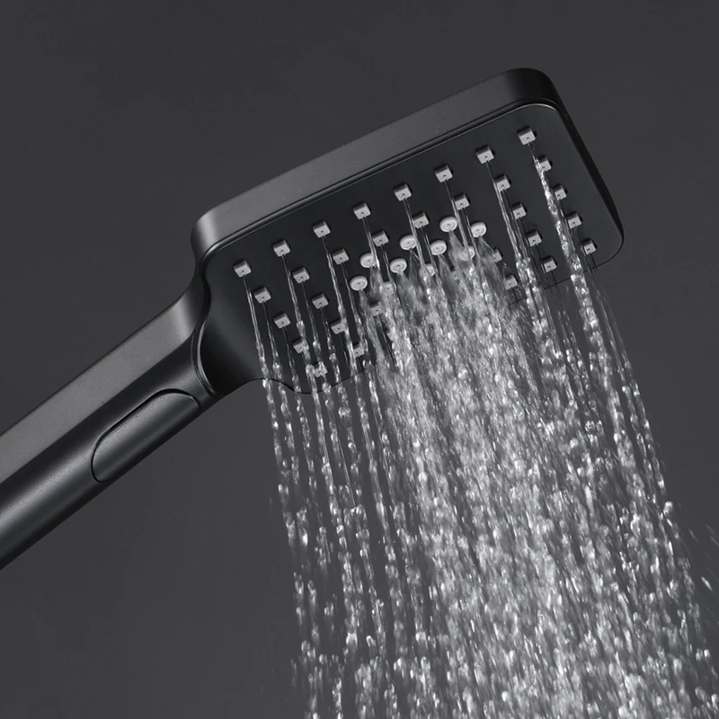 

ABS Square Black 3-Function Handheld Rainfall Spray Booster Shower Head Set Shower Accessories