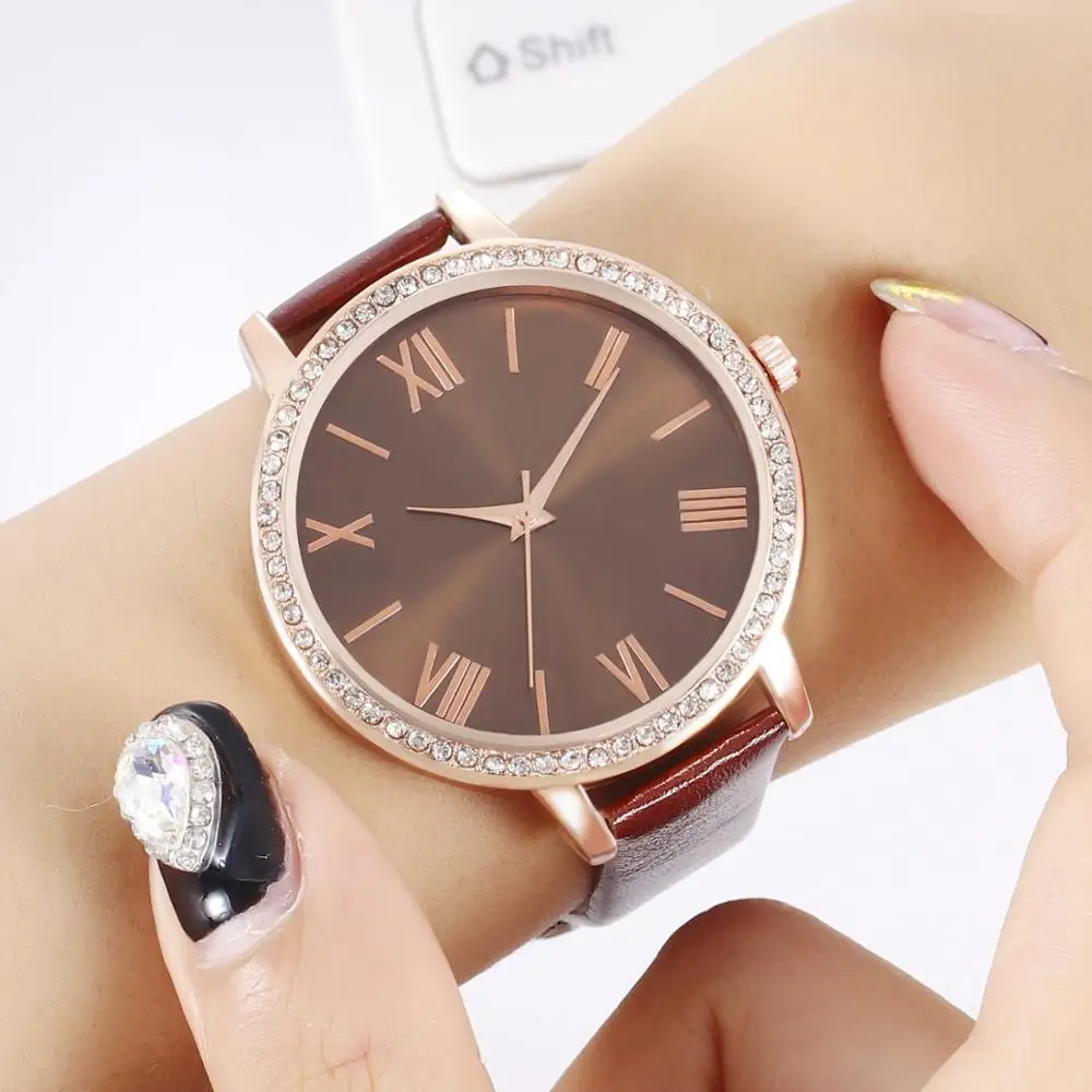 

Women Watches Luxury Brand Women Diamond Quartz Watch Women Leather Strap Dress Watches For Women Gifts Relogio Feminino Clock
