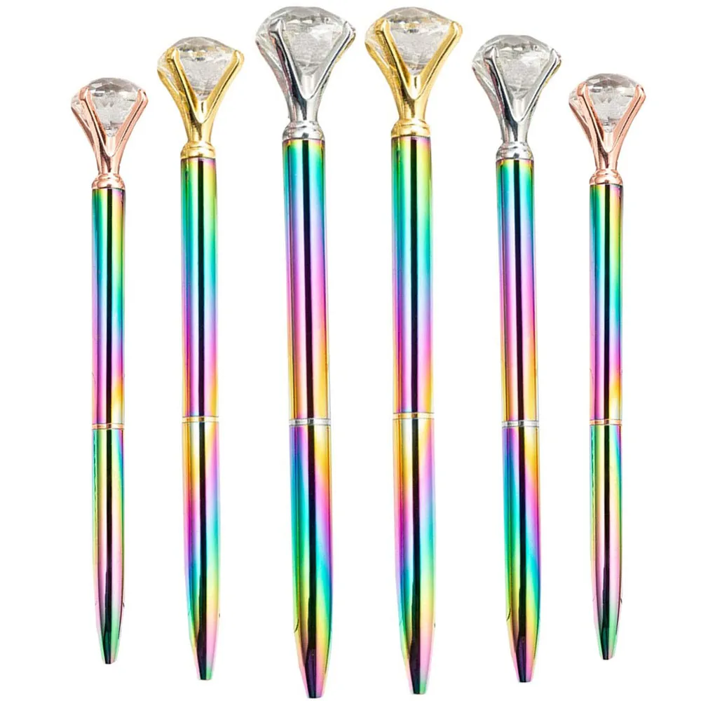 

10Pieces Cute Bling Crystal Big Diamond Colorful Metal Ballpoint Pen Office School Stationery The Perfect Gift For Women Girls