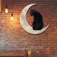 american style metal wall decoration cat on the moon animal metal decor farmhouse antique home decor free shipping