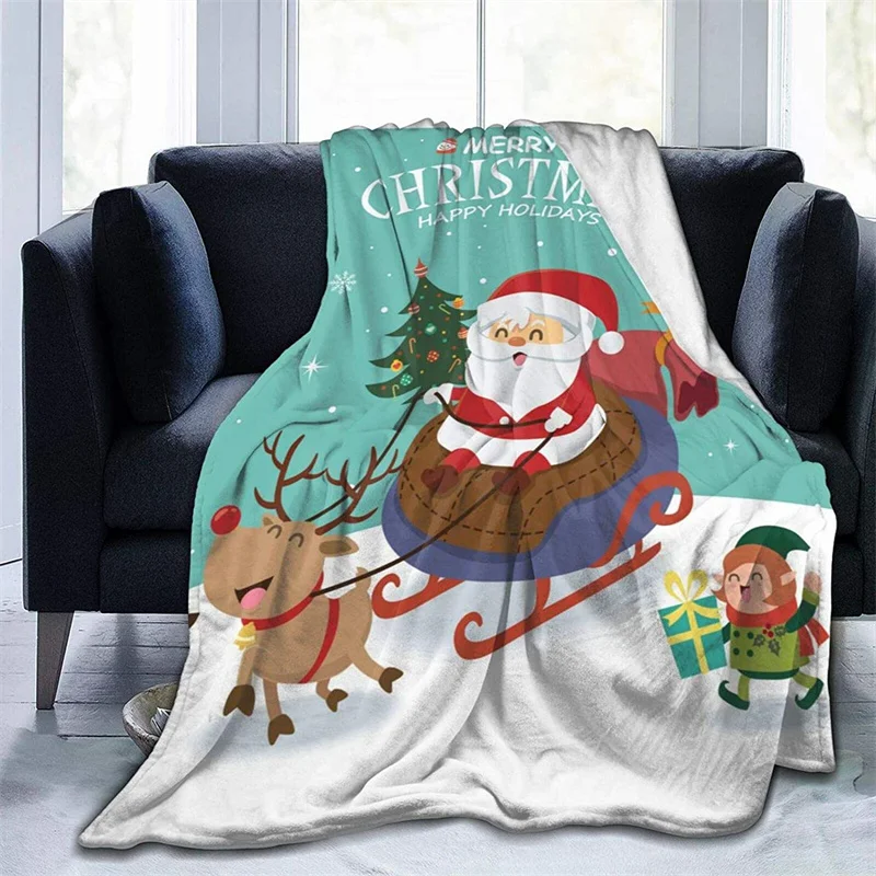 

Christmas Navajo Cubre Throw Blanket 3D Print Sherpa Super Comfortable Nordic Manta Sonic
