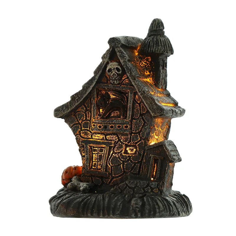 

Glowing Halloween Ornament Creative Horror Small House Decorative Props for Home Living Room Garden Halloween Decor WWO66