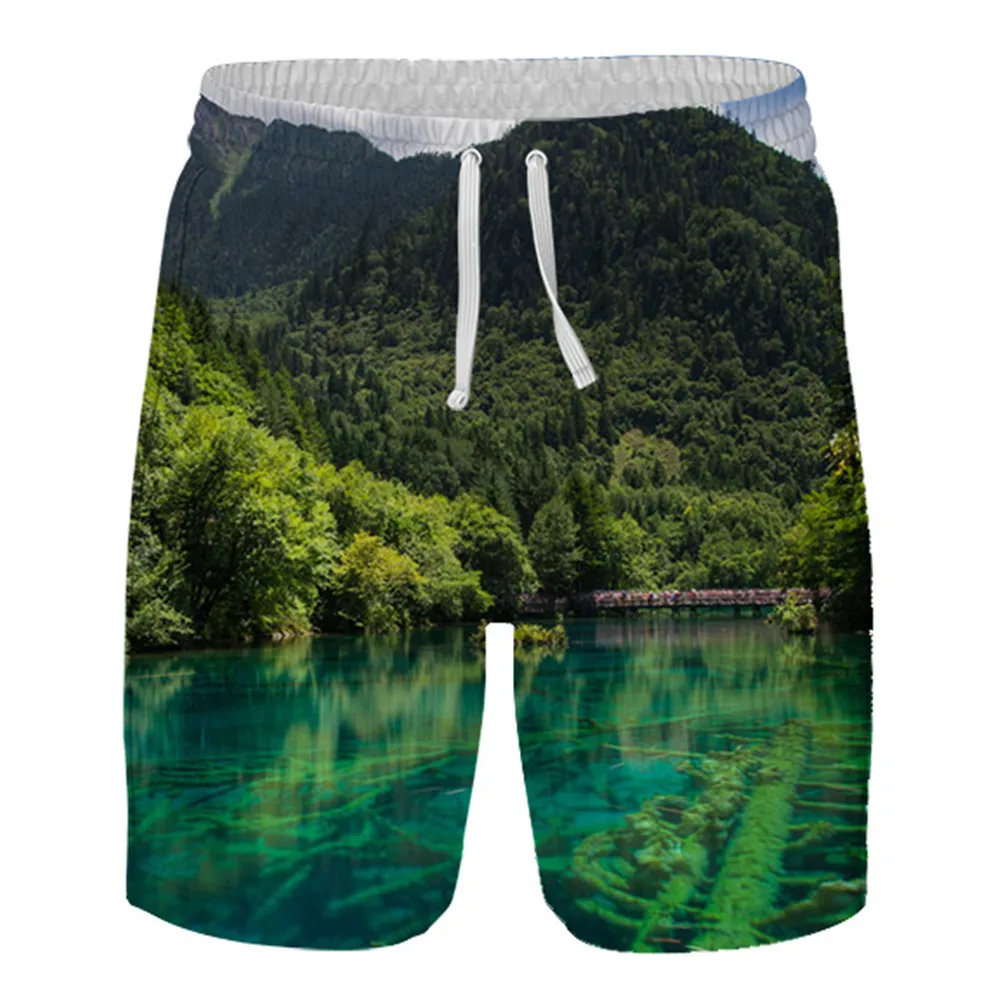 

New landscape men's shorts loose men's casual shorts 3D printing fashion quick-drying pants trendy plus size pants2021