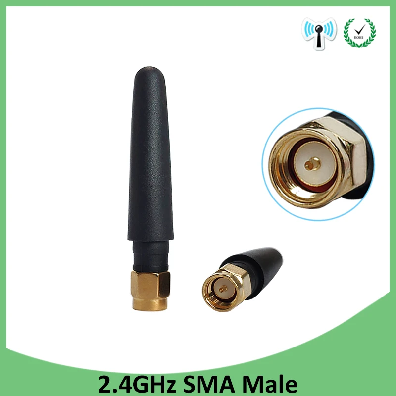 Grandwisdom 10pcs 2.4G antenna 2-3dbi sma male wlan wifi 2.4ghz antene pbx iot module router signal receiver antena high gain