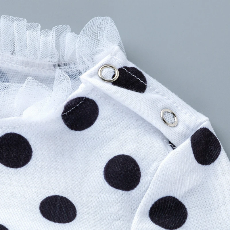 Комбинезон детский с длинным рукавом сетчатый хлопковый Ромпер в горошек